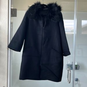 Zara wool coat with removable fake fur collar